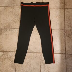 bebe Black Leggings with Orange Stripe